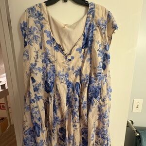 Floral Blue and Cream Dress